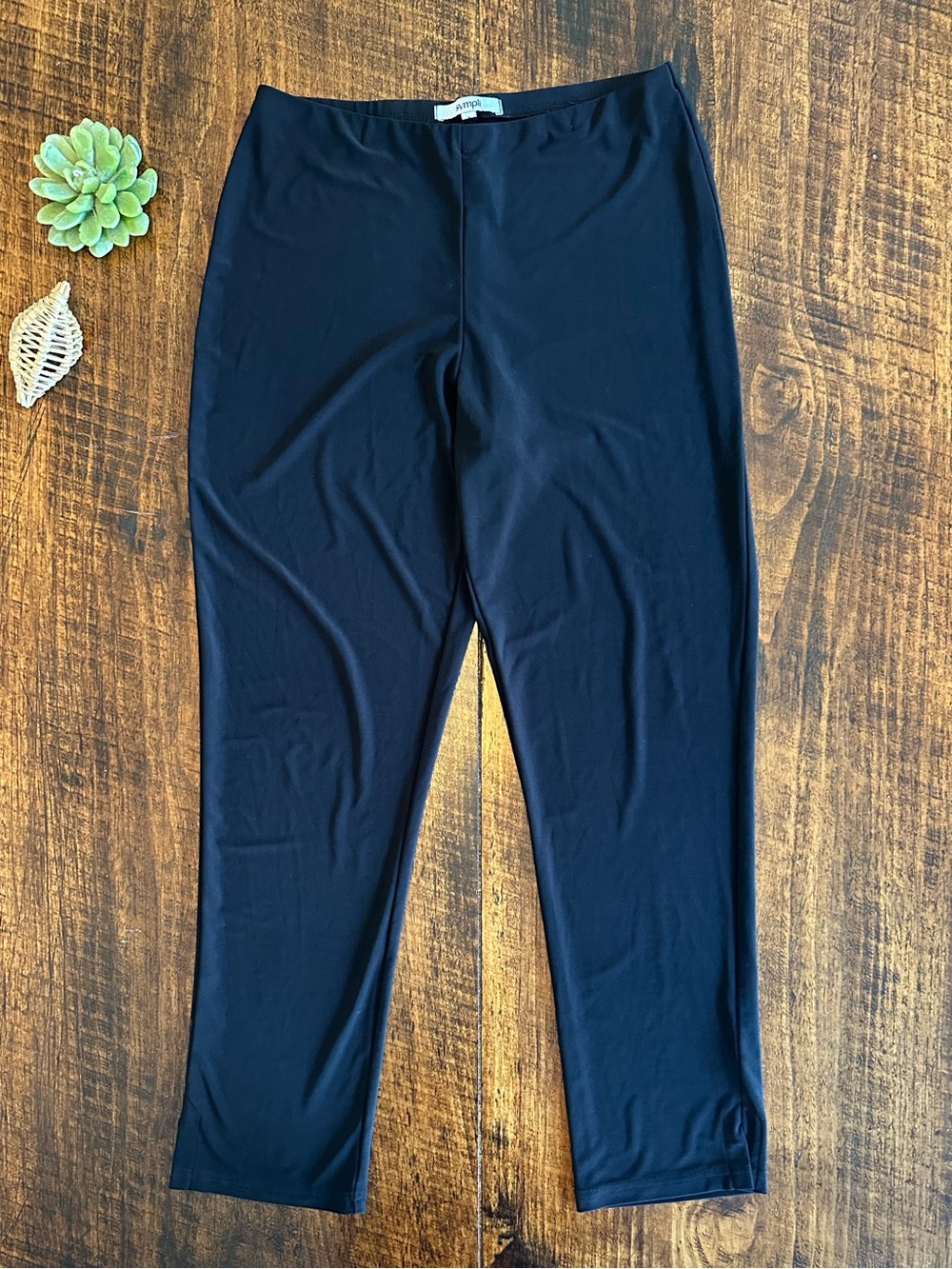 Sympli | Black Matte Jersey Pull On Crop Pants, Size 8